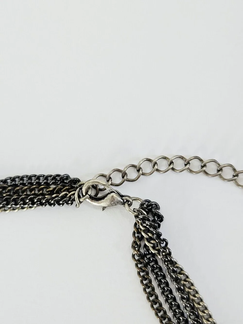 Vintage Y2K Multi-Strand Long Tassel Lariat Fringe Triple Tone Chain Necklace